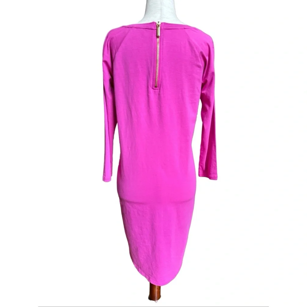 Michael Kors Hot Pink Mini Shift Dress With Gold Logo, S